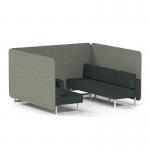 Brixworth 6 Seater Bench Booth With White Legs In Rivet Fabric - Vitreous Panels And Charcoal Sofa SF004539