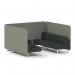 Brixworth 6 Seater Bench Booth With White Legs In Rivet Fabric - Vitreous Panels And Charcoal Sofa SF004539