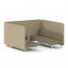 Brixworth 6 Seater Bench Booth With White Legs In Main Line Flax Fabric - Upminster Panels And Bank Sofa SF004550