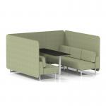 Brixworth 6 Seater Bench Booth With White Legs And Black Table With White Leg In Rivet Fabric - Burnish Panels And Sofa SF004564