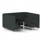 Brixworth 6 Seater Bench Booth With White Legs And Black Table With White Leg In Rivet Fabric - Charcoal Panels And Sofa SF004565