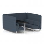Brixworth 6 Seater Bench Booth With White Legs And Black Table With White Leg In Rivet Fabric - Crucible Panels And Sofa SF004566