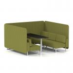Brixworth 6 Seater Bench Booth With White Legs And Black Table With White Leg In Rivet Fabric - Olive Panels And Sofa SF004567