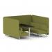 Brixworth 6 Seater Bench Booth With White Legs And Black Table With White Leg In Rivet Fabric - Olive Panels And Sofa SF004567