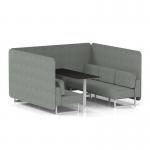 Brixworth 6 Seater Bench Booth With White Legs And Black Table With White Leg In Rivet Fabric - Prime Panels And Sofa SF004568