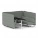 Brixworth 6 Seater Bench Booth With White Legs And Black Table With White Leg In Rivet Fabric - Prime Panels And Sofa SF004568