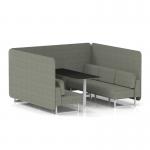 Brixworth 6 Seater Bench Booth With White Legs And Black Table With White Leg In Rivet Fabric - Vitreous Panels And Sofa SF004569