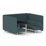 Brixworth 6 Seater Bench Booth With White Legs And Black Table With White Leg In X2 Fabric - Polygon Panels And Sofa SF004574
