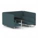 Brixworth 6 Seater Bench Booth With White Legs And Black Table With White Leg In X2 Fabric - Polygon Panels And Sofa SF004574