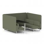 Brixworth 6 Seater Bench Booth With White Legs And Black Table With White Leg In Main Line Flax Fabric - Monument Panels And Sofa SF004577