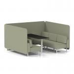 Brixworth 6 Seater Bench Booth With White Legs And Black Table With White Leg In Main Line Flax Fabric - Newbury Panels And Sofa SF004578