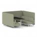 Brixworth 6 Seater Bench Booth With White Legs And Black Table With White Leg In Main Line Flax Fabric - Newbury Panels And Sofa SF004578