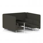 Brixworth 6 Seater Bench Booth With White Legs And Black Table With White Leg In Main Line Flax Fabric - Temple Panels And Sofa SF004579