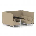 Brixworth 6 Seater Bench Booth With White Legs And Black Table With White Leg In Main Line Flax Fabric - Upminster Panels And Sofa SF004580
