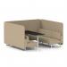 Brixworth 6 Seater Bench Booth With White Legs And Black Table With White Leg In Main Line Flax Fabric - Upminster Panels And Sofa SF004580