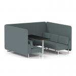 Brixworth 6 Seater Bench Booth With White Legs And Black Table With White Leg In Main Line Flax Fabric - Westminster Panels And Sofa SF004581