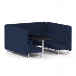 Brixworth 6 Seater Bench Booth With White Legs And Black Table With White Leg In Synergy Fabric - Alike Panels And Sofa SF004583