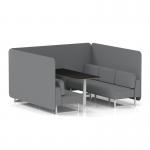 Brixworth 6 Seater Bench Booth With White Legs And Black Table With White Leg In Synergy Fabric - Partner Panels And Sofa SF004586