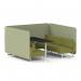 Brixworth 6 Seater Bench Booth With White Legs And Black Table With White Leg In Rivet Fabric - Burnish Panels And Olive Sofa SF004594
