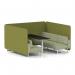 Brixworth 6 Seater Bench Booth With White Legs And Black Table With White Leg In Rivet Fabric - Olive Panels And Burnish Sofa SF004597
