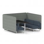 Brixworth 6 Seater Bench Booth With White Legs And Black Table With White Leg In Rivet Fabric - Prime Panels And Crucible Sofa SF004598