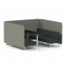 Brixworth 6 Seater Bench Booth With White Legs And Black Table With White Leg In Rivet Fabric - Vitreous Panels And Charcoal Sofa SF004599