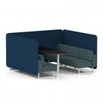 Brixworth 6 Seater Bench Booth With White Legs And Black Table With White Leg In X2 Fabric - Calculus Panels And Polygon Sofa SF004601