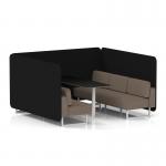Brixworth 6 Seater Bench Booth With White Legs And Black Table With White Leg In X2 Fabric - Diameter Panels And Theory Sofa SF004602