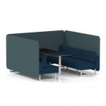 Brixworth 6 Seater Bench Booth With White Legs And Black Table With White Leg In X2 Fabric - Polygon Panels And Calculus Sofa SF004604