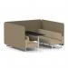 Brixworth 6 Seater Bench Booth With White Legs And Black Table With White Leg In Main Line Flax Fabric - Bank Panels And Upminster Sofa SF004606