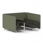 Brixworth 6 Seater Bench Booth With White Legs And Black Table With White Leg In Main Line Flax Fabric - Monument Panels And Temple Sofa SF004607