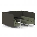 Brixworth 6 Seater Bench Booth With White Legs And Black Table With White Leg In Main Line Flax Fabric - Temple Panels And Monument Sofa SF004609
