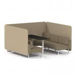 Brixworth 6 Seater Bench Booth With White Legs And Black Table With White Leg In Main Line Flax Fabric - Upminster Panels And Bank Sofa SF004610