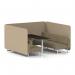 Brixworth 6 Seater Bench Booth With White Legs And Black Table With White Leg In Main Line Flax Fabric - Upminster Panels And Bank Sofa SF004610