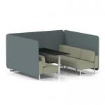 Brixworth 6 Seater Bench Booth With White Legs And Black Table With White Leg In Main Line Flax Fabric - Westminster Panels And Newbury Sofa SF004611