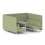 Brixworth 6 Seater Bench Booth With White Legs And Grey Table With White Leg In Rivet Fabric - Burnish Panels And Sofa SF004624