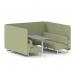 Brixworth 6 Seater Bench Booth With White Legs And Grey Table With White Leg In Rivet Fabric - Burnish Panels And Sofa SF004624