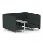 Brixworth 6 Seater Bench Booth With White Legs And Grey Table With White Leg In Rivet Fabric - Charcoal Panels And Sofa SF004625