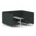 Brixworth 6 Seater Bench Booth With White Legs And Grey Table With White Leg In Rivet Fabric - Charcoal Panels And Sofa SF004625