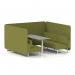 Brixworth 6 Seater Bench Booth With White Legs And Grey Table With White Leg In Rivet Fabric - Olive Panels And Sofa SF004627