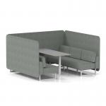 Brixworth 6 Seater Bench Booth With White Legs And Grey Table With White Leg In Rivet Fabric - Prime Panels And Sofa SF004628