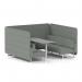 Brixworth 6 Seater Bench Booth With White Legs And Grey Table With White Leg In Rivet Fabric - Prime Panels And Sofa SF004628