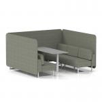 Brixworth 6 Seater Bench Booth With White Legs And Grey Table With White Leg In Rivet Fabric - Vitreous Panels And Sofa SF004629