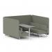 Brixworth 6 Seater Bench Booth With White Legs And Grey Table With White Leg In Rivet Fabric - Vitreous Panels And Sofa SF004629