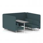 Brixworth 6 Seater Bench Booth With White Legs And Grey Table With White Leg In X2 Fabric - Polygon Panels And Sofa SF004634