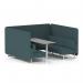 Brixworth 6 Seater Bench Booth With White Legs And Grey Table With White Leg In X2 Fabric - Polygon Panels And Sofa SF004634