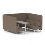 Brixworth 6 Seater Bench Booth With White Legs And Grey Table With White Leg In X2 Fabric - Theory Panels And Sofa SF004635