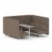Brixworth 6 Seater Bench Booth With White Legs And Grey Table With White Leg In X2 Fabric - Theory Panels And Sofa SF004635
