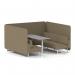 Brixworth 6 Seater Bench Booth With White Legs And Grey Table With White Leg In Main Line Flax Fabric - Bank Panels And Sofa SF004636
