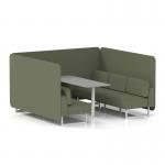 Brixworth 6 Seater Bench Booth With White Legs And Grey Table With White Leg In Main Line Flax Fabric - Monument Panels And Sofa SF004637